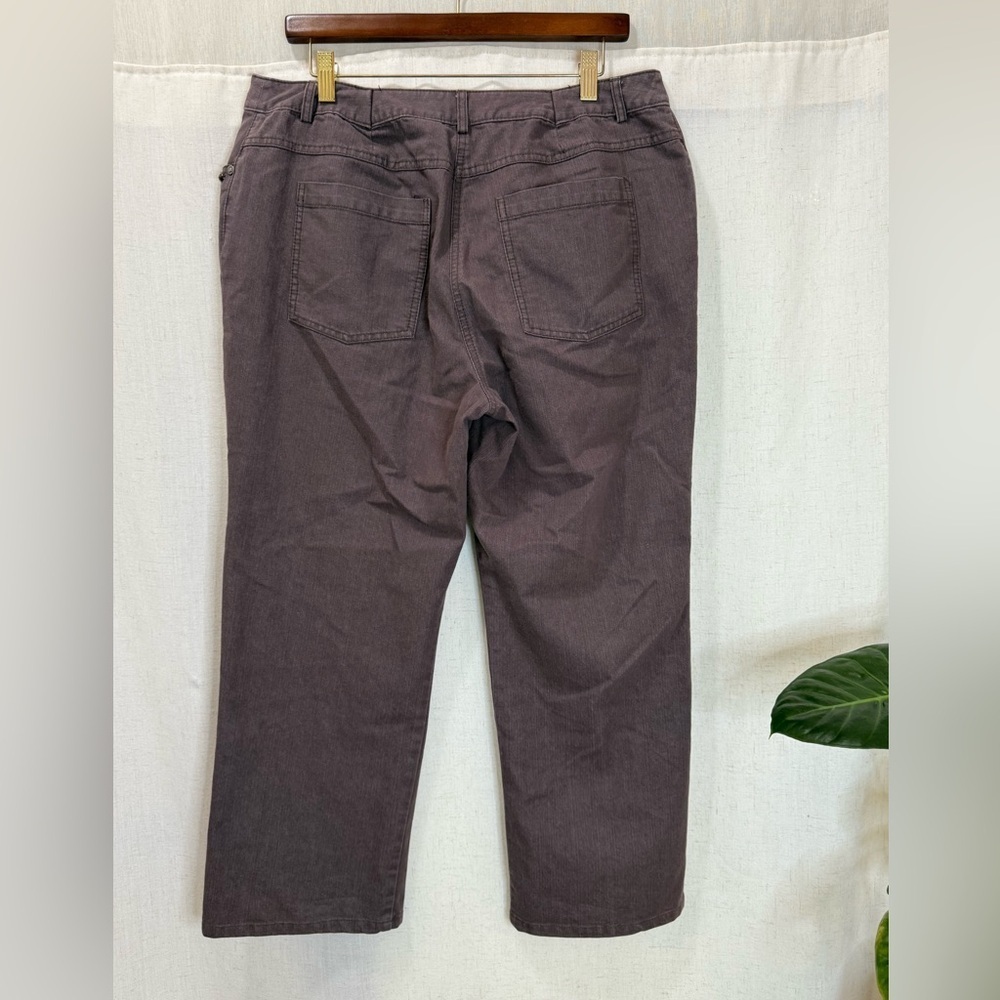 Ruby Rd. Embellished Straight Leg Pants Size 16 | Brown Beaded Floral Pocket - Picture 2 of 5